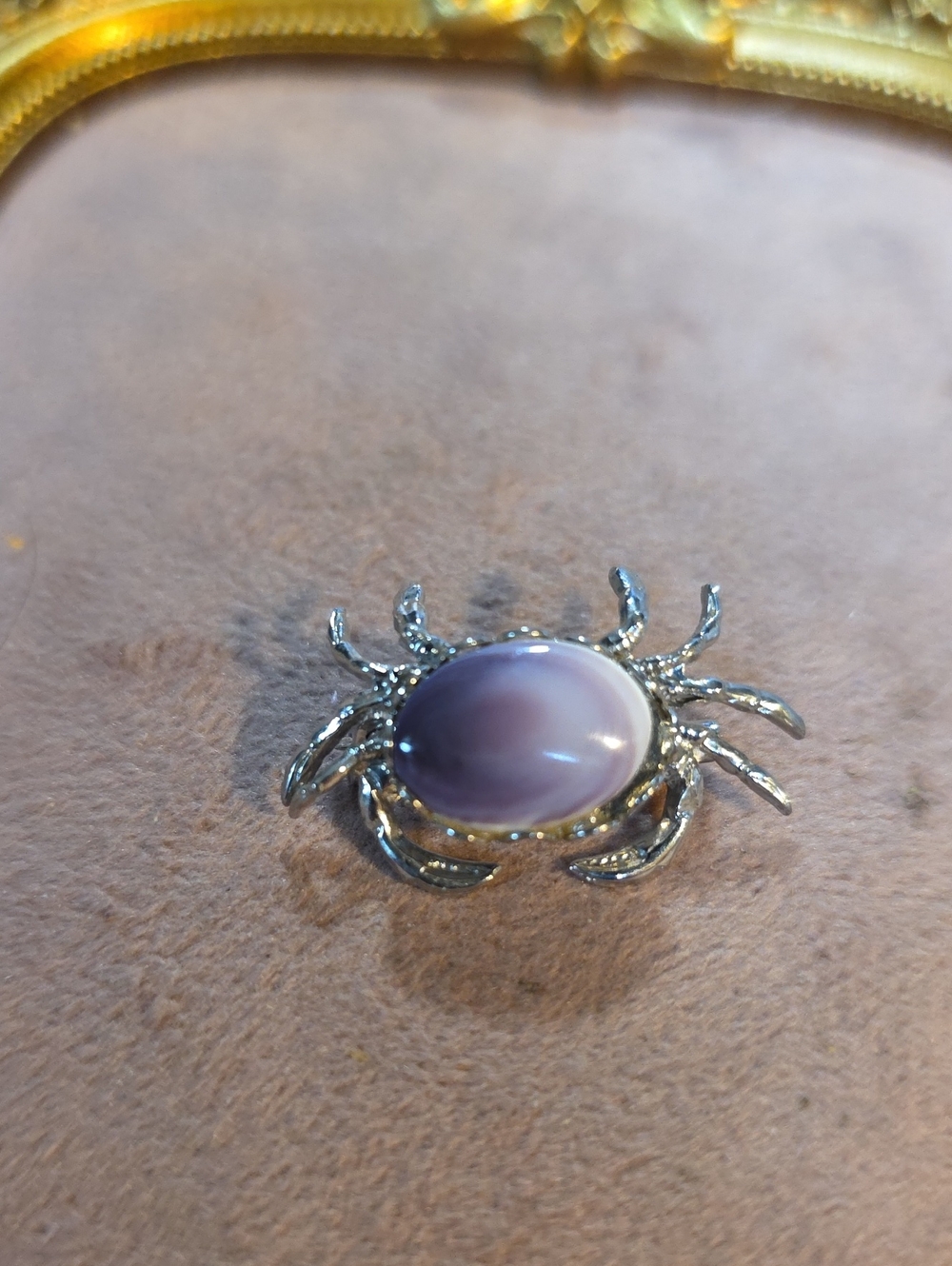 Vintage Crab Brooch With An Amethyst Cabochon center stone